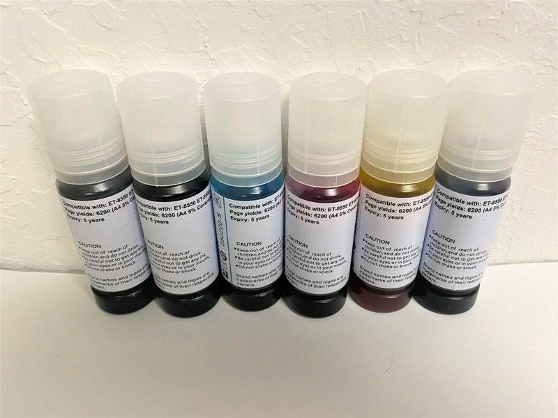 6 Colors set Premium T552 552 Dye Ink Refill Bottles for Ecotank ET-8500 ET-8550
