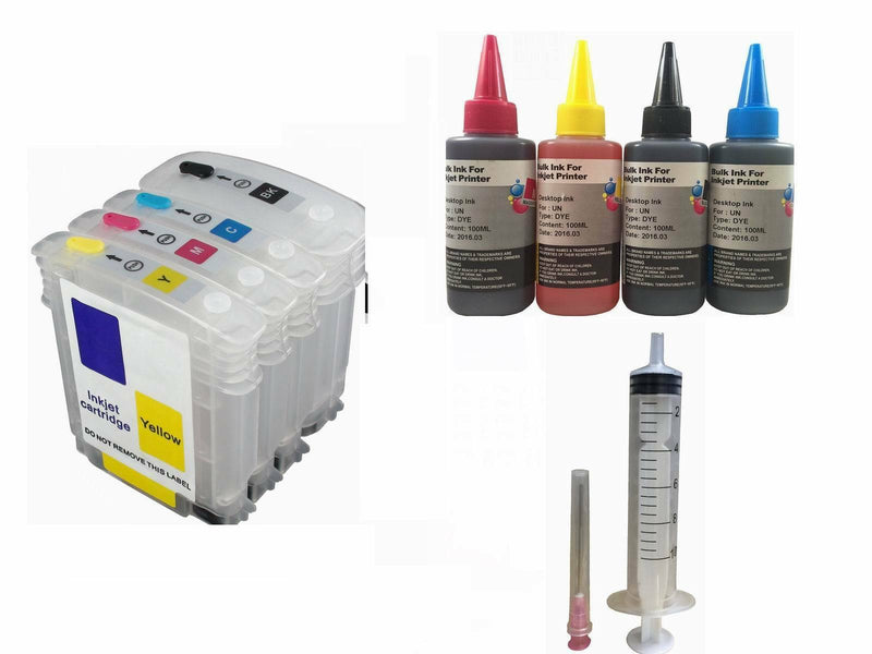 4 empty refillable ink cartridge kit for hp 940 940xl hp 8000 8500a plus 4x100ml