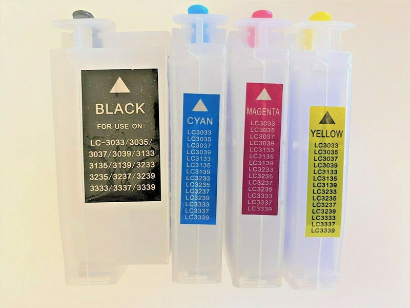 Empty Refillable Cartridges Ink for Brother LC3037 LC3039 + 4x250ml Sublimation