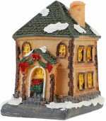 Resin Christmas Village Houses with LED Xmas Holiday Decoration Ornaments Gift