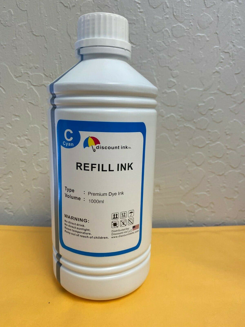 1000ml Cyan refill ink for HP Canon Brother Epson Refill CISS refillable
