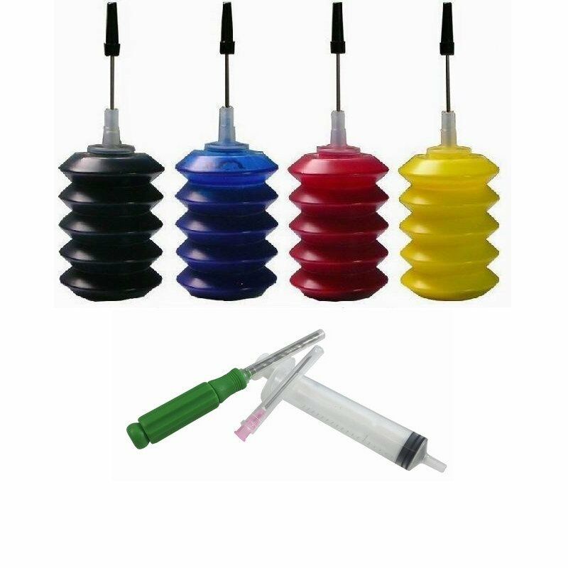Refill Dye Ink for HP 63 HP 63XL Black Color Ink Cartridge 4x30ml Officejet 3830