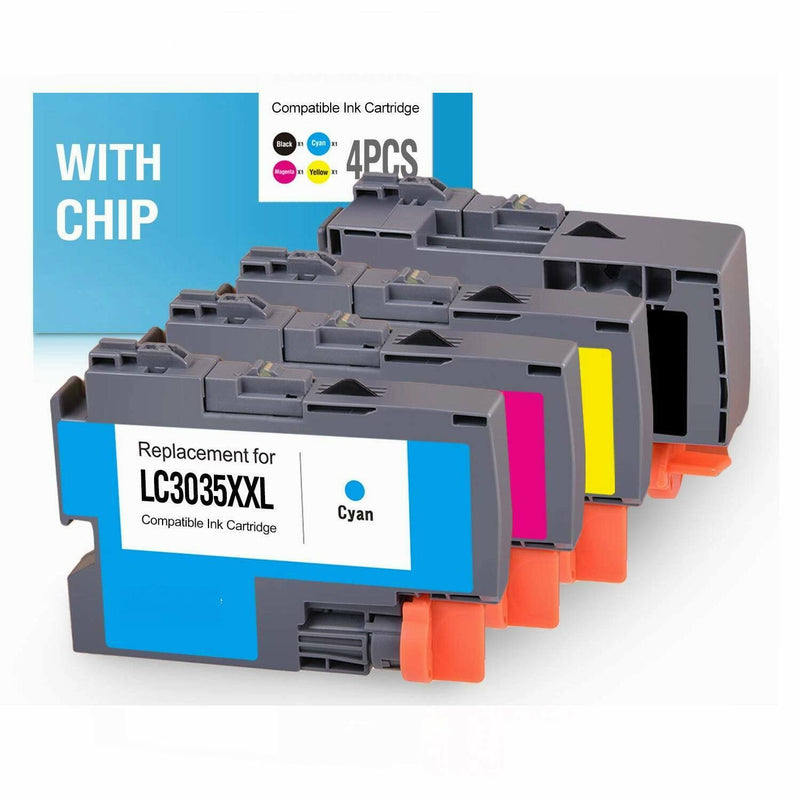 4 Packs Compatible Brother LC3035 High Yield Ink Black, Cyan, Magenta, Yellow