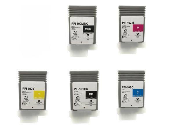 5 NEW Compatible Canon ipf 500 510 600 605 700 710 720 PFI-102 INK cartridges