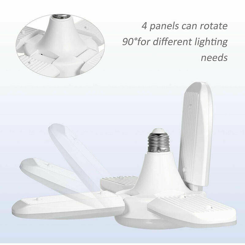 4Pcs LED Garage Light Bulb Deformable Ceiling Fixture Lights Warehouse Lamp E27