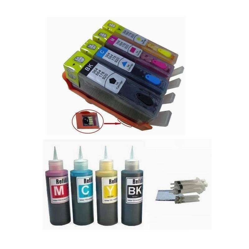 4 Combo Compatible pack Pre-filled Refillable ink cartridge HP 920XL 4x100ml ink