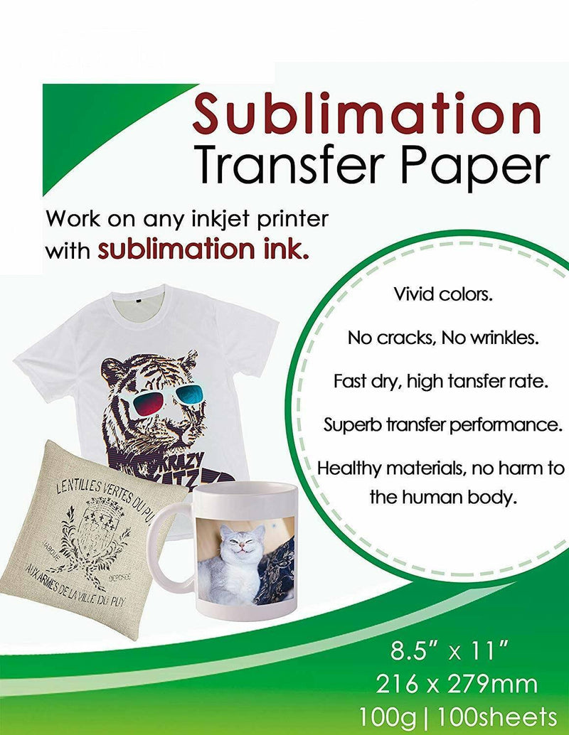 Sublimation Ink Paper 8.5''x11''100 Sheet All EPSON RICOH SAWGRASS Printer