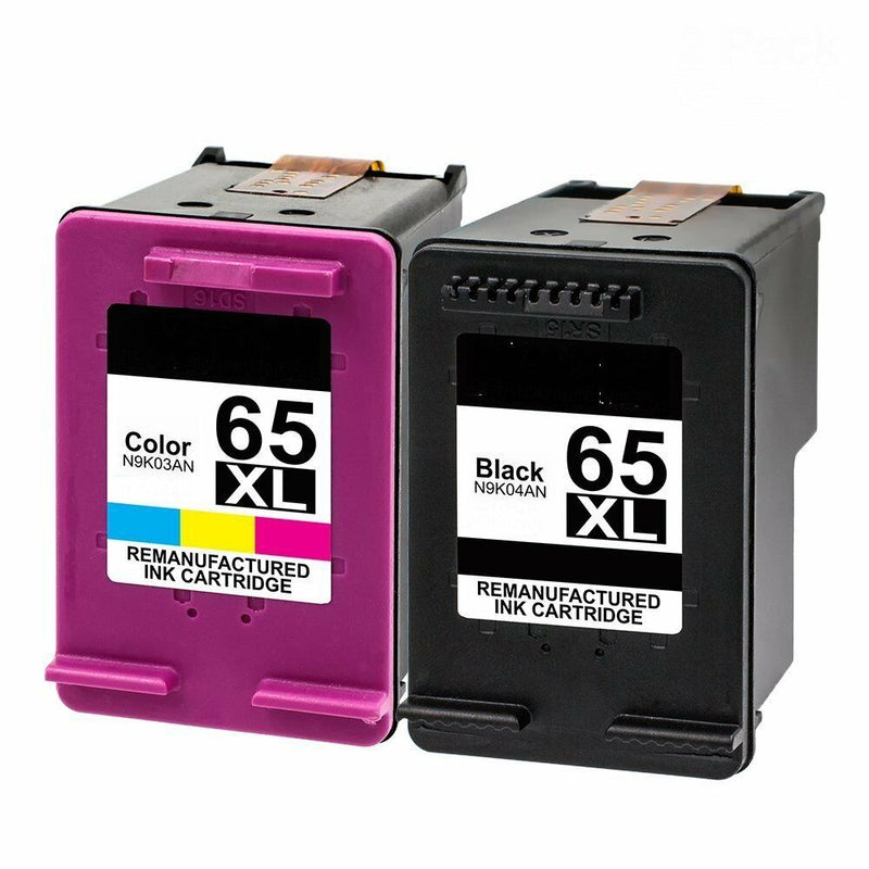2pk Black Color Ink Cartridges Compatible for HP 65XL Deskjet 3720 3730 3732