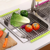Green Roll Up Kitchen Stainless Steel Folding Drain Rack Food Drying Mat Drainer
