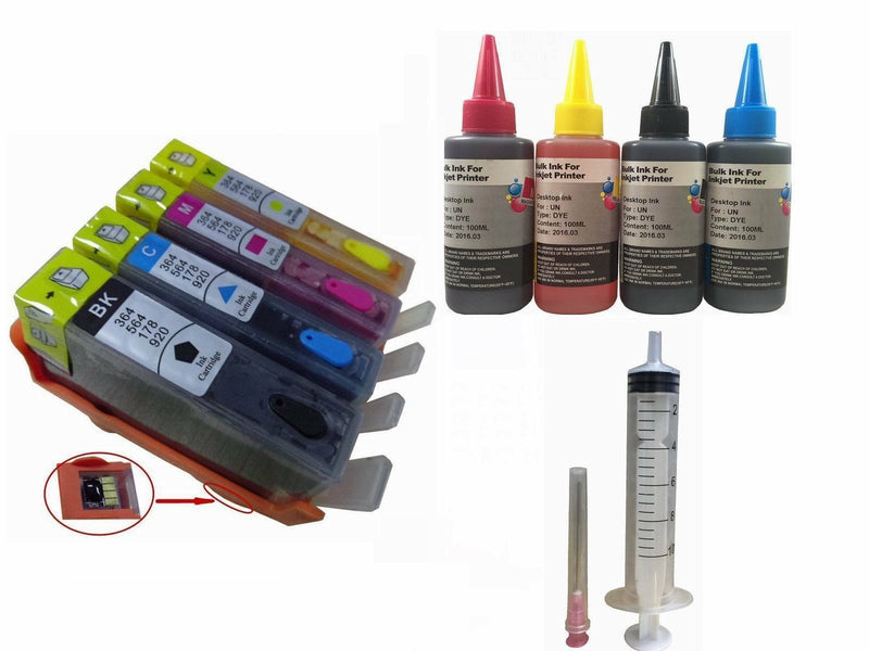Refillable Ink Cartridge Kit for HP 920XL 920 6000 6500 7000 plus 4x100ml ink