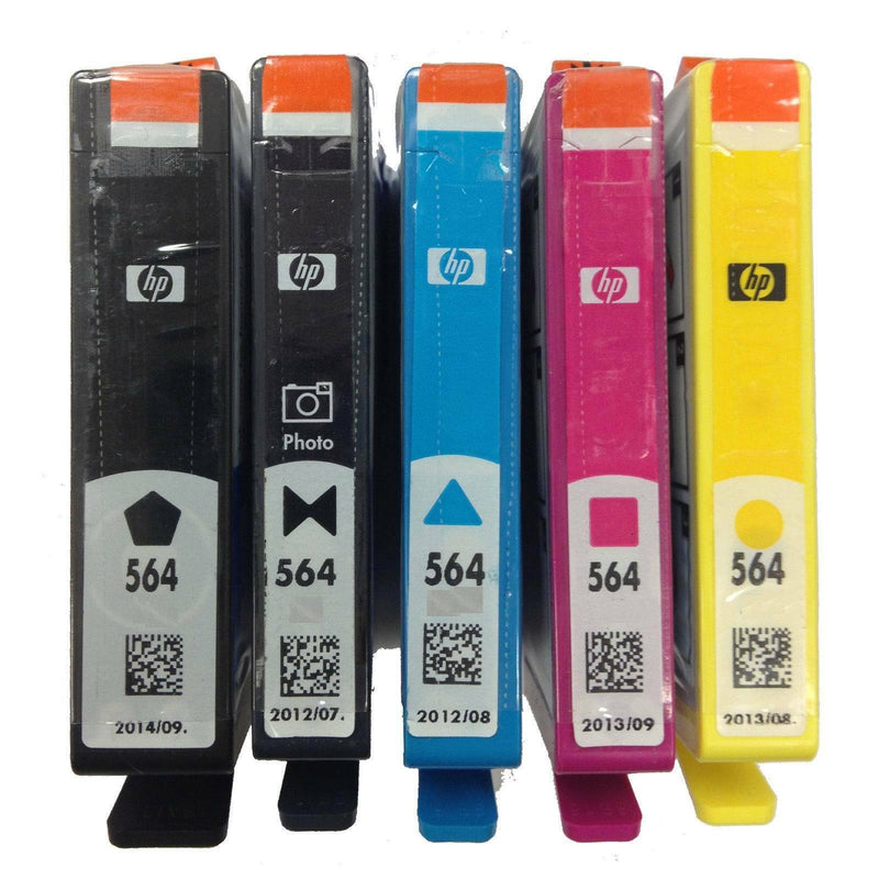 5 Pack Genuine HP 564 Black Cyan Magenta Yellow Photo Ink Cartridges