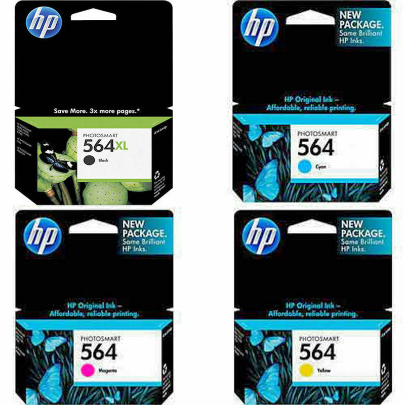 4 Pack Genuine HP 564XL BK 564 CMY Ink Cartridge For D5400 PhotoSmart D5445