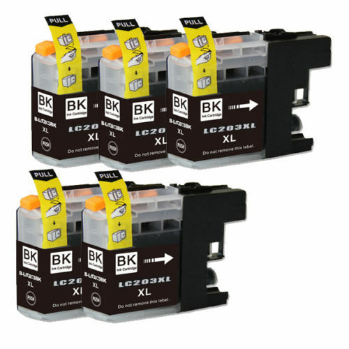 5 NEW Black Printer Ink for Brother Series LC203 LC201 MFC J460DW J480DW J485DW