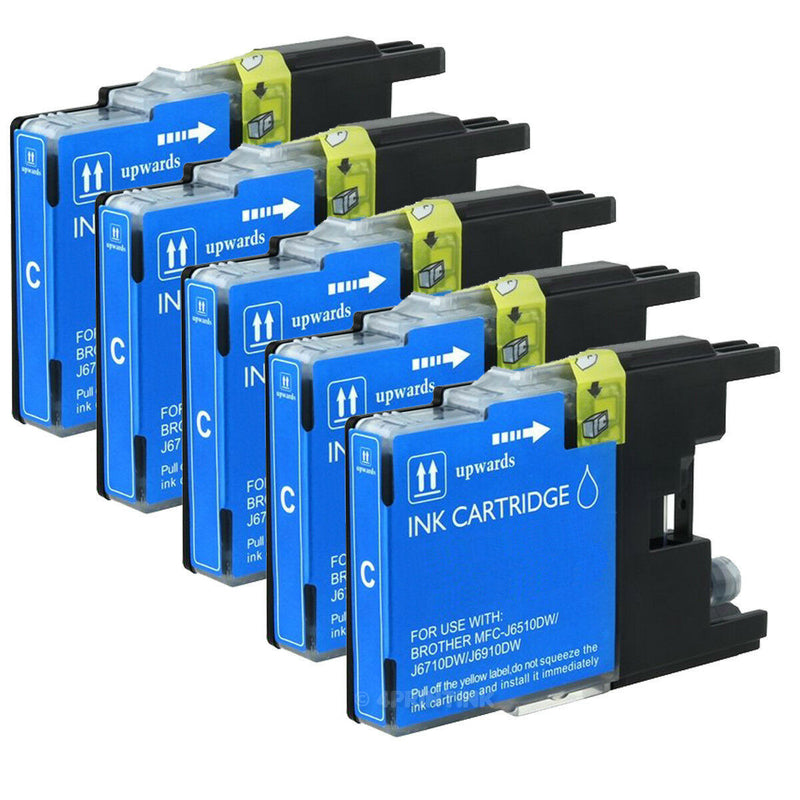 5 Pack Compatible LC75 LC-75 Cyan Ink For Brother MFC-J5910DW MFC-J6510DW