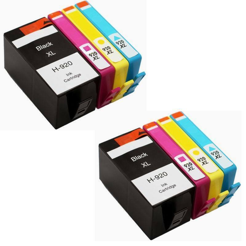 8 Compatible For HP 920XL Black Cyan Magenta Yellow Ink Cartridges 920 XL