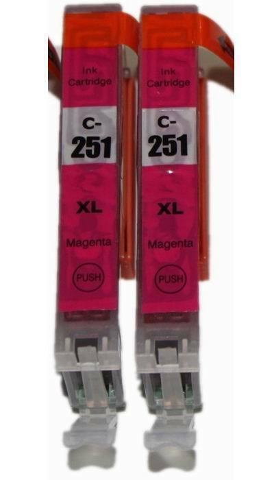 2 Compatible Ink Cartridge for Canon CLI-251 Magenta PIXMA MG6350 MX922 iP7220